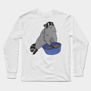 Raccoon Absolutely Chowing Down Long Sleeve T-Shirt